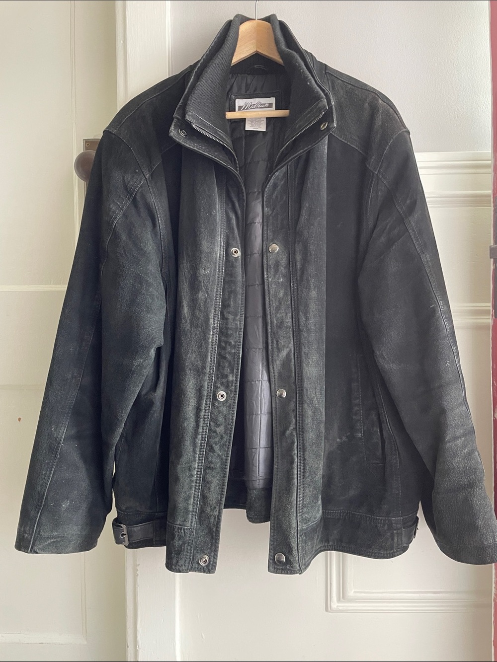 Vintage black leather moto-inspired utility jacket -XL - Picture 4 of 12